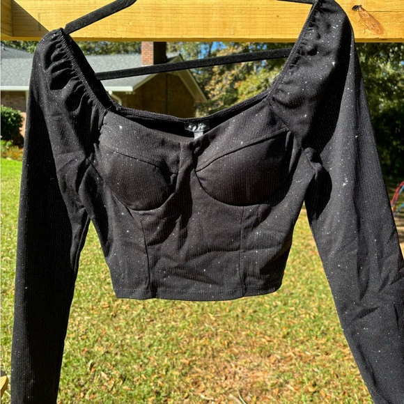 Lily Rose Shimmery Black Top & Pant Set - Picture 4 of 8